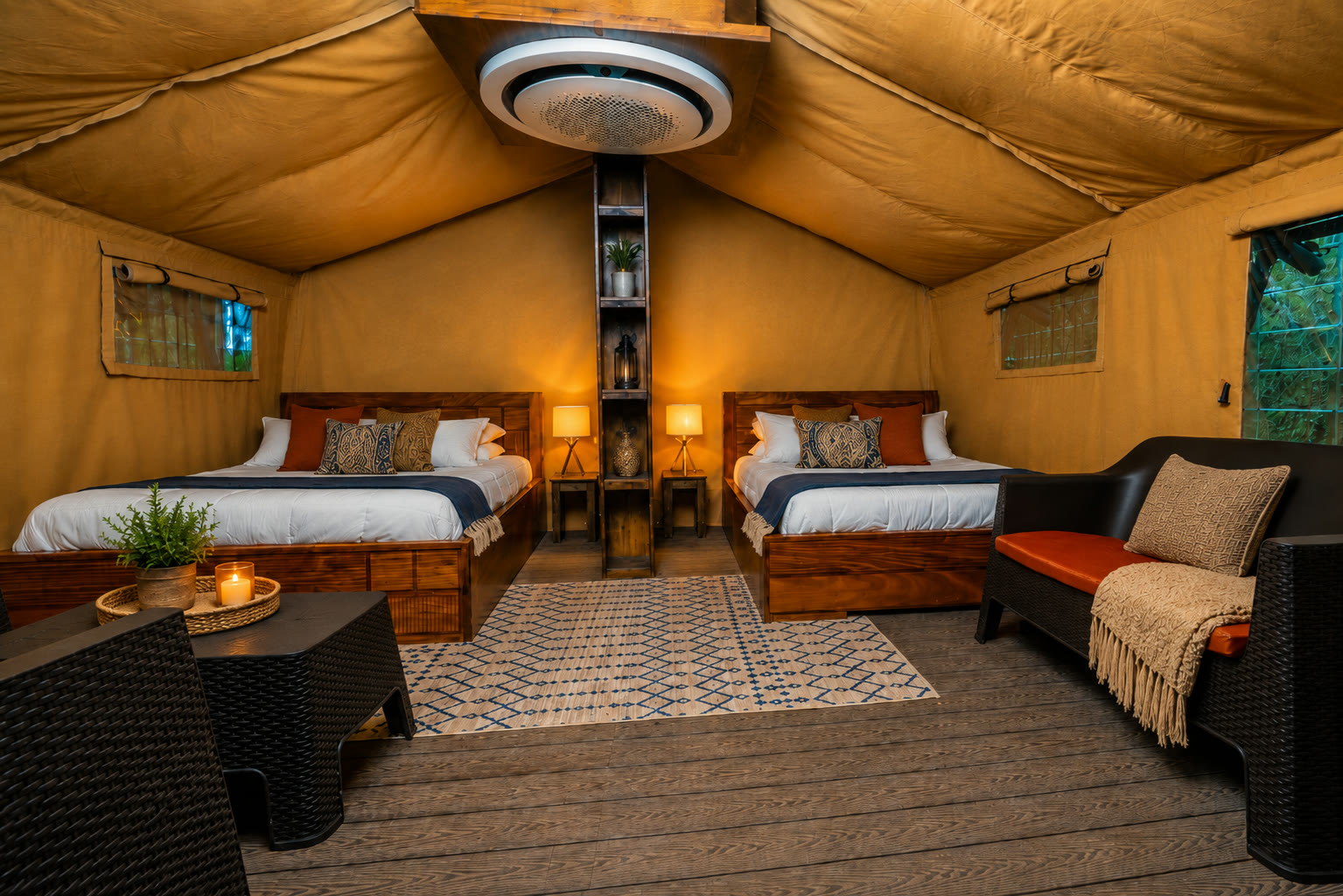 Superior King tent interior with two king beds